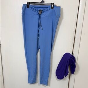 Pink Active Wear Light Blue Drawstring Yoga Leggings